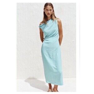zara green strappy dress ZARA.Green linen midi dress Ts – Hibuy market